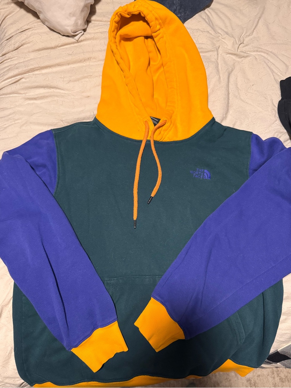 The North Face Men's Colorblock Hoodie - Green, Purple & Yellow-Orange